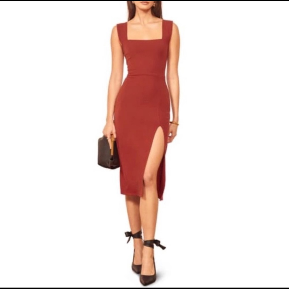Reformation Cassi Sheath Dress (Terracotta)